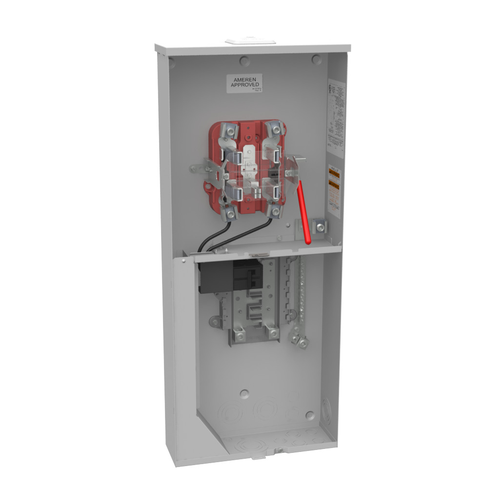 U6281-XL-100-5T6-AMS 5 Term, Ringless, Small Closing Plate, Lever Bypass, 1-100 Amp, Main Breaker, 10 Branch Circuit, 5th Term 6 Oclock Position, Ameren