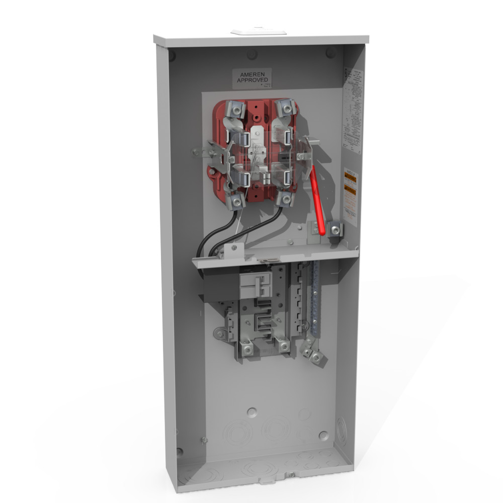 U5871-XL-100 Single Position, Meter Socket, with Main and Load Center, 100 Amp, 1 Phase, Ringless, Lever, 4 Term, OH, UG, 240V