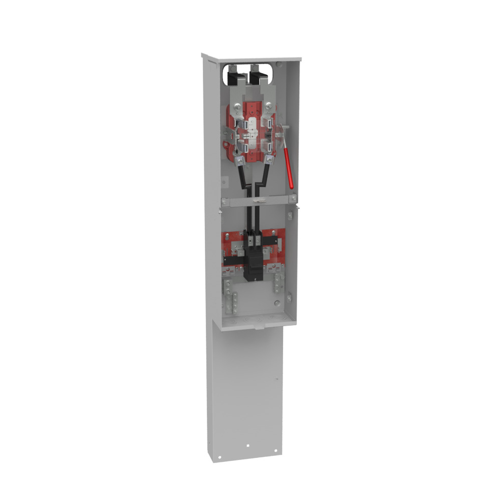 U4322-O-200MB-5T9 5 Term, Ringless, Plain Top, Lever Bypass, 1-200 Amp, Main Breaker, 5th Term 9 Oclock Position, Single Pedestal Direct Bury