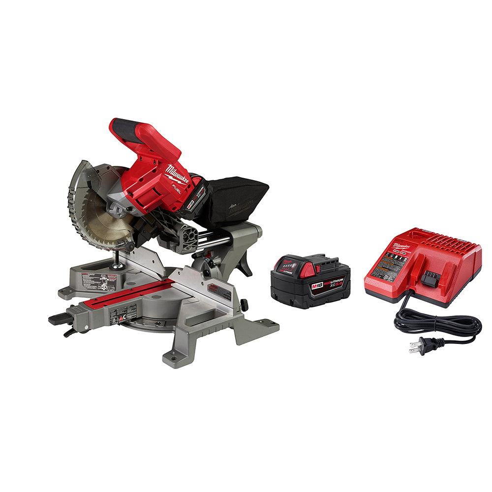 2733-21 M18 Fuel Kit Cordless Miter Saw Kit, 7-1/2 in Dia Blade, 5/8 in Arbor/Shank, 3-1/2 in Cutting, 48 deg Bevel