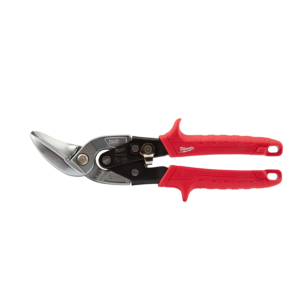 48-22-4512 Aviation Snip, 18 ga Cold Rolled Steel/22 ga Stainless Steel Cutting, 5 in L of Cut, Left Cutting Offset Snip, Steel Blade