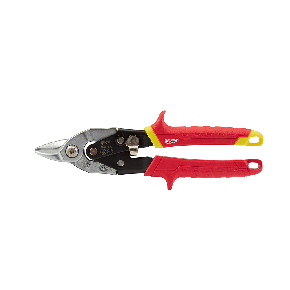 48-22-4500 Aviation Snip, 18 ga Cold Rolled Steel/22 ga Stainless Steel Cutting, 4-1/2 in L of Cut, Bulldog Serrated Snip, Steel Blade