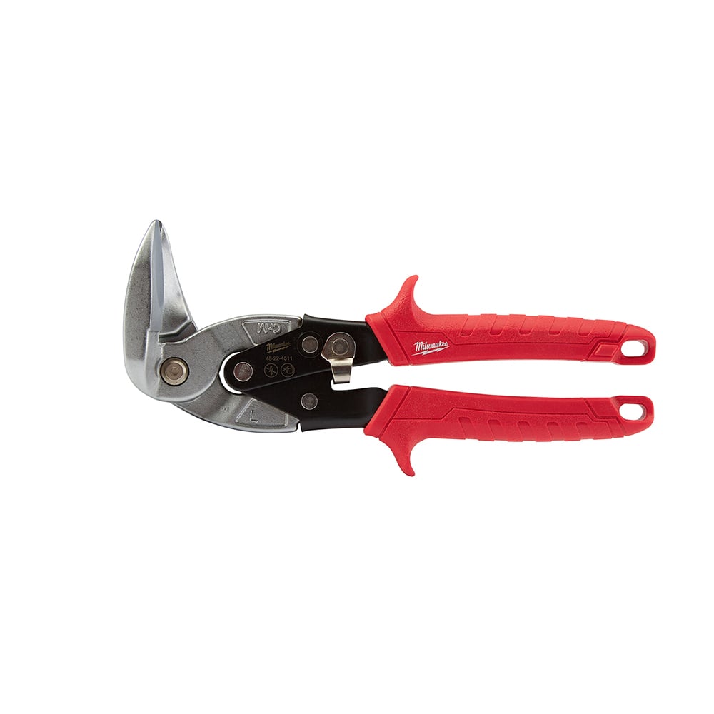 48-22-4511 Aviation Snip, 18 ga Cold Rolled Steel/22 ga Stainless Steel Cutting, 4 in L of Cut, Left Cutting Right Angle Snip, Steel Blade