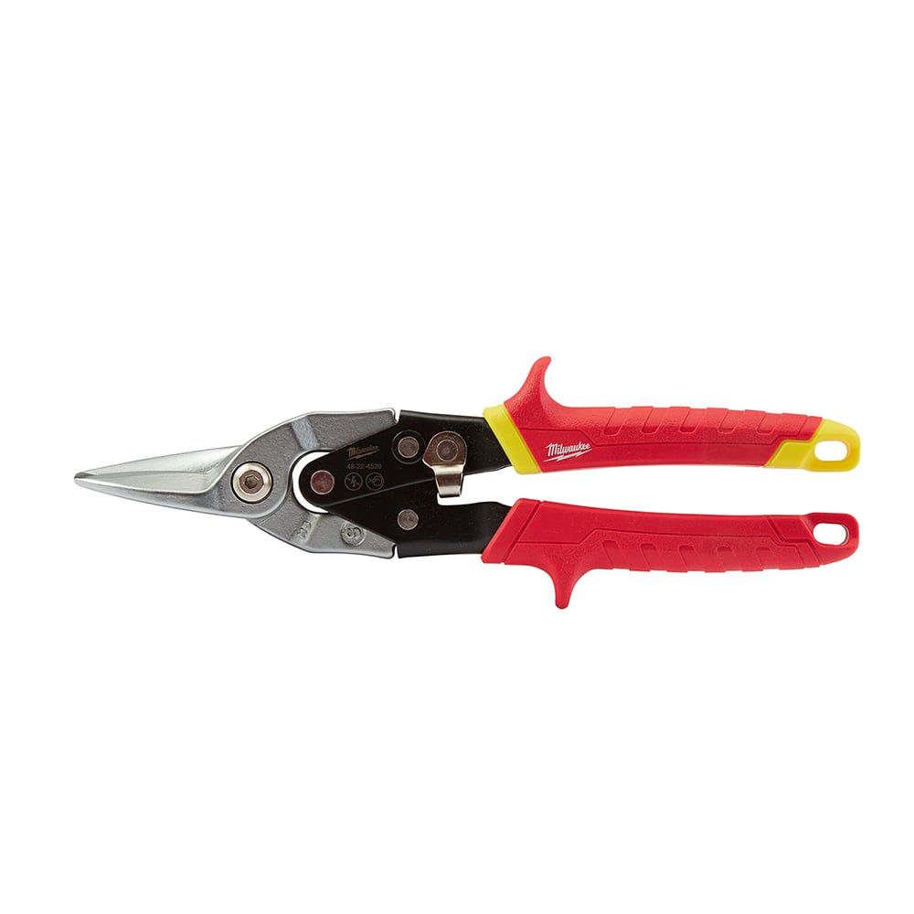48-22-4530 Aviation Snip, 18 ga Cold Rolled Steel/22 ga Stainless Steel Cutting, 5 in L of Cut, Straight Cutting Snip, Steel Blade