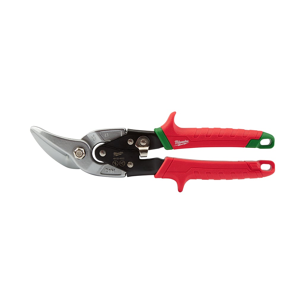 48-22-4522 Aviation Snip, 18 ga Cold Rolled Steel/22 ga Stainless Steel Cutting, 5 in L of Cut, Right Cutting Offset Snip, Steel Blade