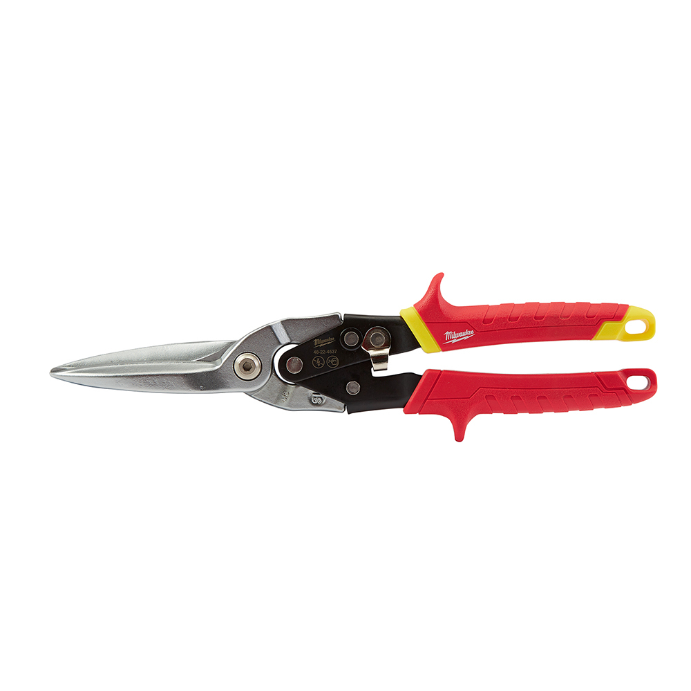 48-22-4537 Aviation Snip, 18 ga Cold Rolled Steel/22 ga Stainless Steel Cutting, 6-1/2 in L of Cut, Long Cutting Straight Snip, Steel Blade
