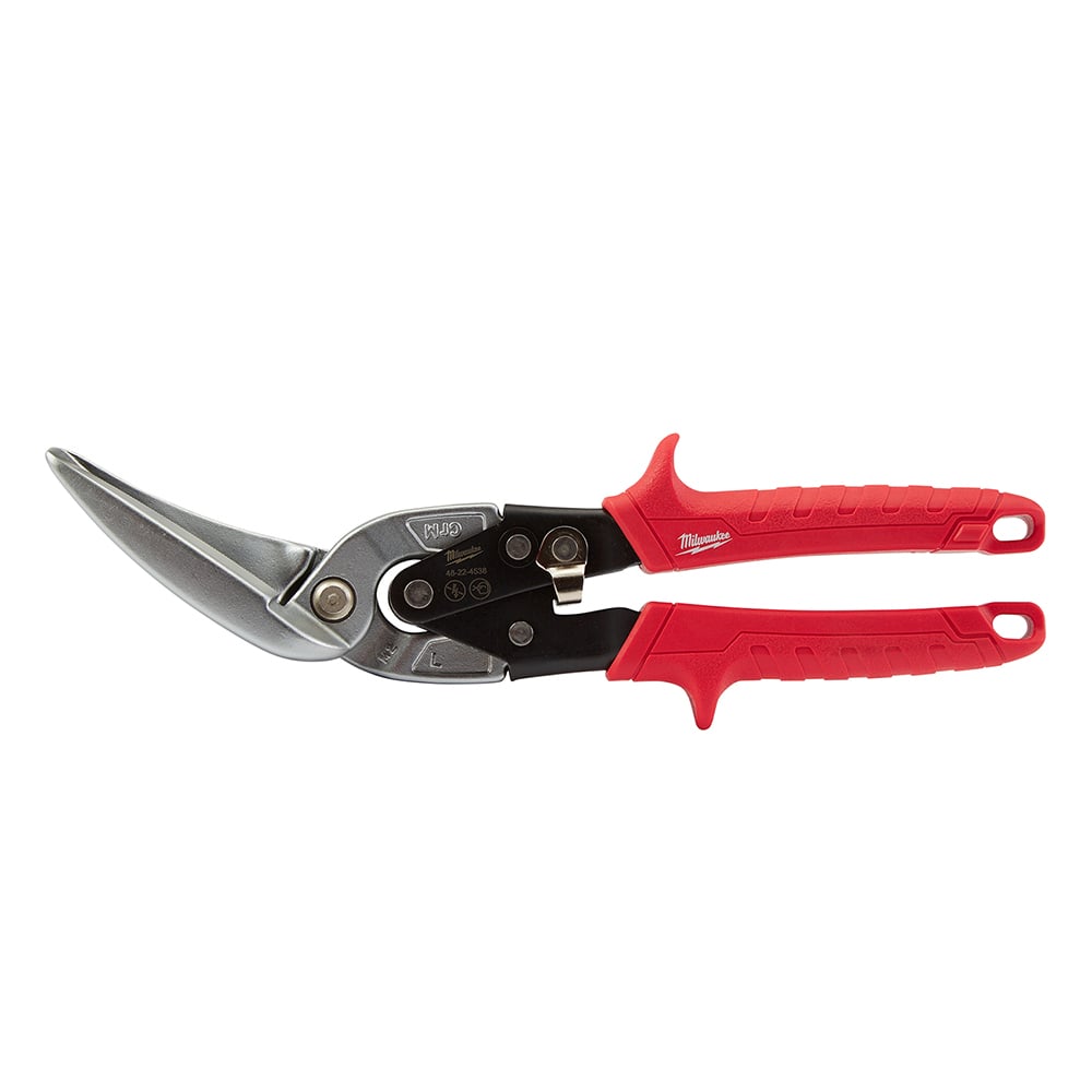 48-22-4538 Aviation Snip, 18 ga Cold Rolled Steel/22 ga Stainless Steel Cutting, 3-3/4 in L of Cut, Long Cutting Offset Snip, Steel Blade