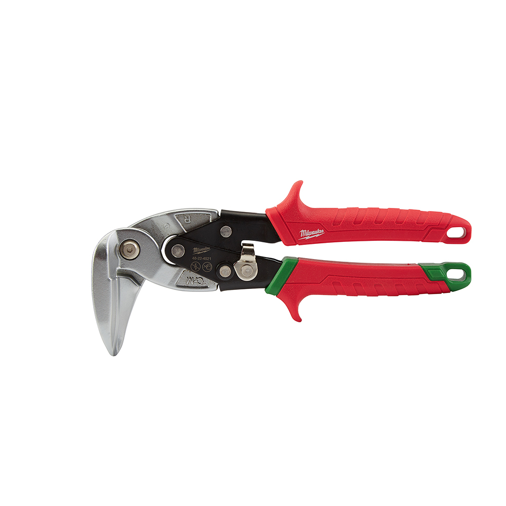 48-22-4521 Aviation Snip, 18 ga Cold Rolled Steel/22 ga Stainless Steel Cutting, 4 in L of Cut, Right Cutting Right Angle Snip, Steel Blade