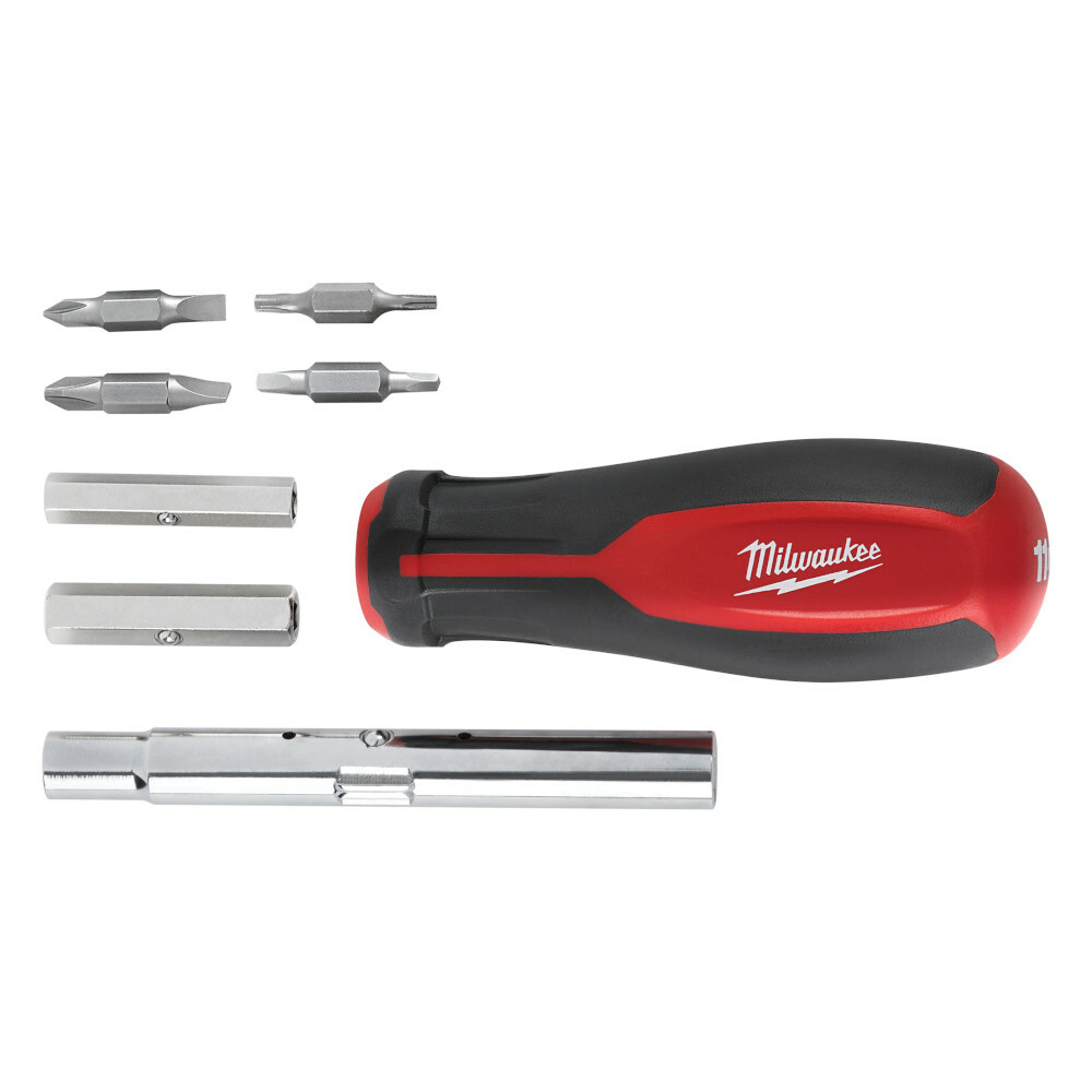 48-22-2761 11-in-1 Multi-Bit Screwdriver, 11 Pieces, Tri-Lobe Grip Handle, Forged Steel