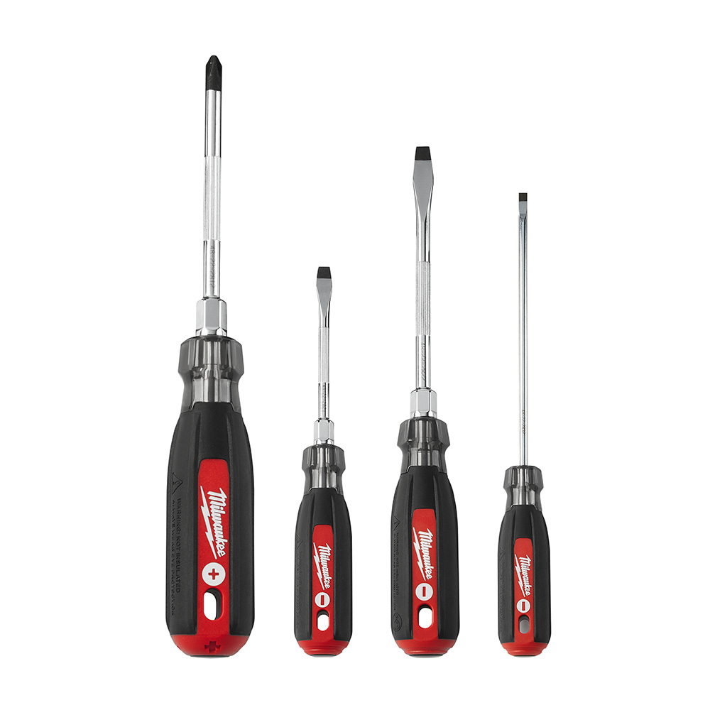 48-22-2884 Screwdriver Set, 4 Pieces, Forged Steel/Plastic/Rubber