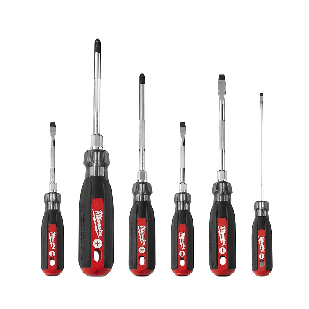 48-22-2886 Screwdriver Set, 6 Pieces, Forged Steel/Plastic/Rubber