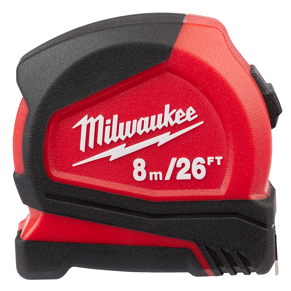 48-22-6626 Compact Measuring Tape, 26 ft L, Steel Blade, 1/8 in Graduation