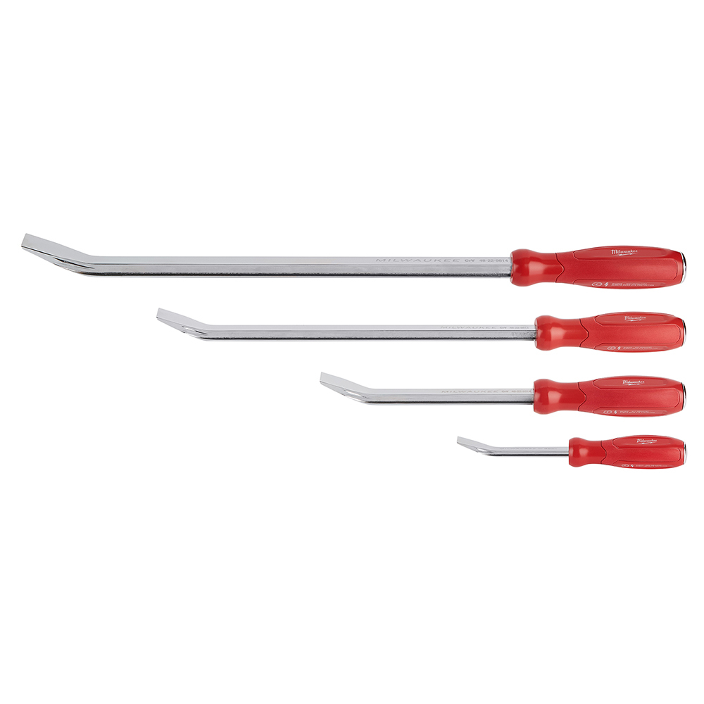 48-22-9214 Pry Bar Set, 4 Pieces, Lengths Included: 8 in, 12 in, 18 in, 24 in, Metal Bar, Steel