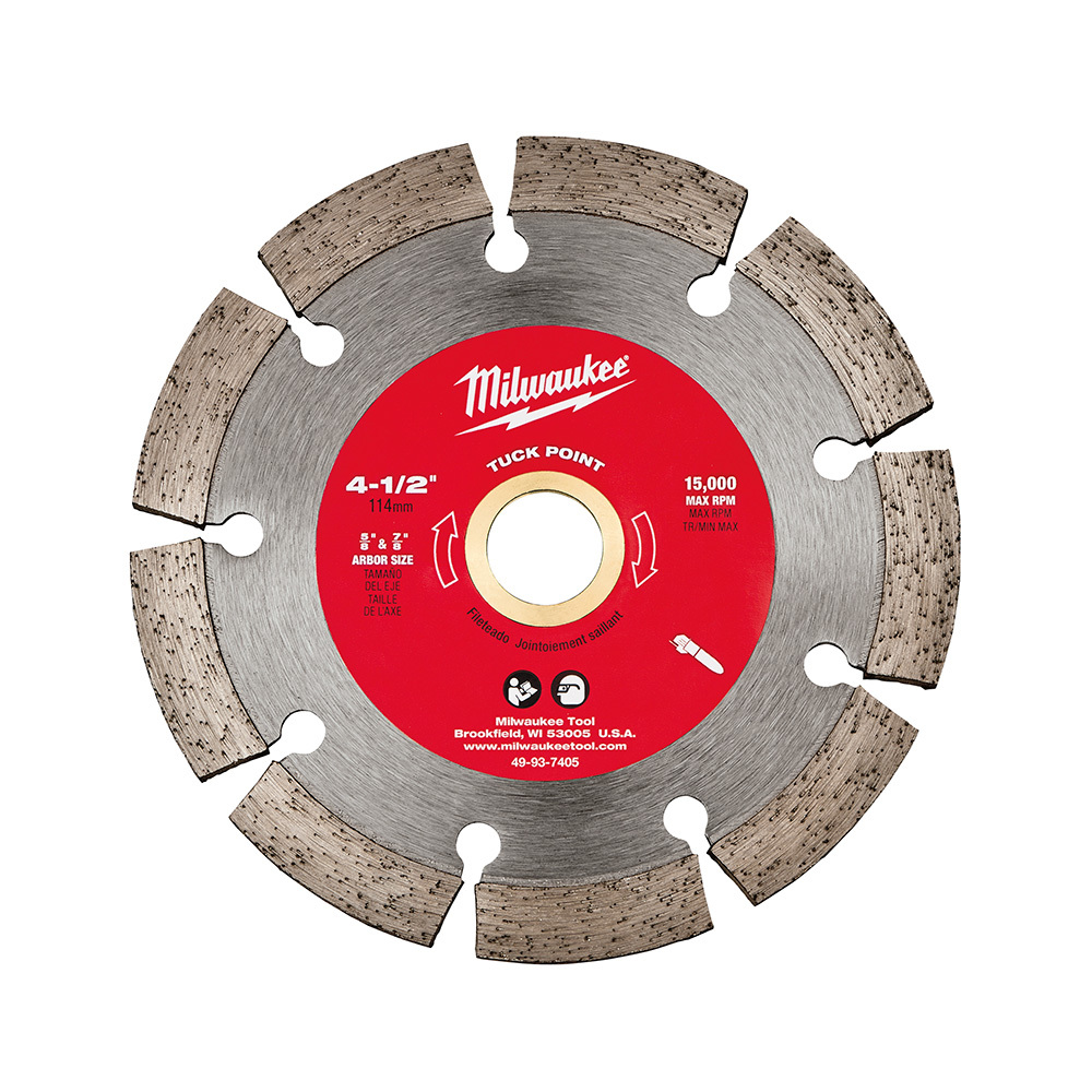 49-93-7405 Segmented Diamond Blade, 4-1/2 in Dia Blade, 1/4 in W, 5/8 in, 7/8 in Arbor/Shank, Wet/Dry Cutting