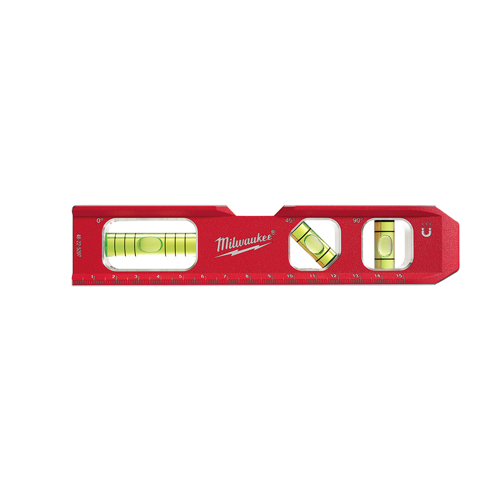 48-22-5207 Billet Compact Metric Torpedo Level, 7 in L, 3 Vials, Plastic