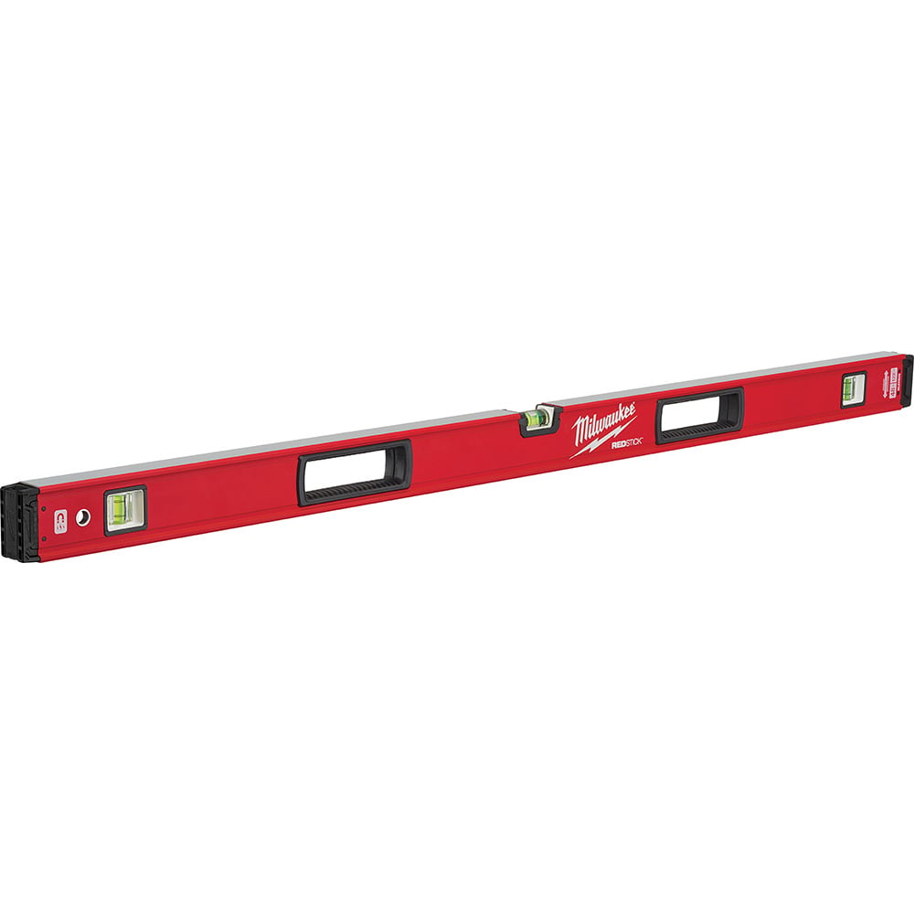 MLBXM48 Redstick Magnetic Box Level, 48 in L, 3 Vials, Aluminum, (1) Level/(2) Plumb Vial Position, 0.0005 in/in Accuracy