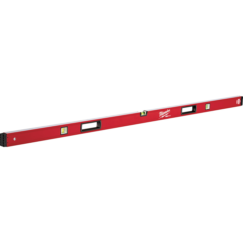 MLBX72 Redstick Box Level, 72 in L, 3 Vials, Aluminum, (1) Level/(2) Plumb Vial Position, 0.0005 in/in Accuracy