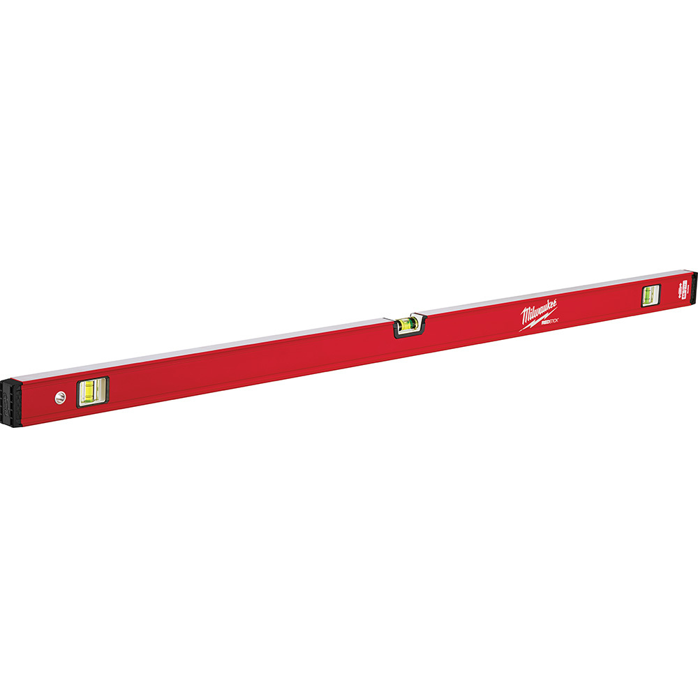 MLCM48 Redstick Compact Box Level, 48 in L, 3 Vials, Aluminum, (1) Level/(2) Plumb Vial Position, 0.0005 in/in Accuracy