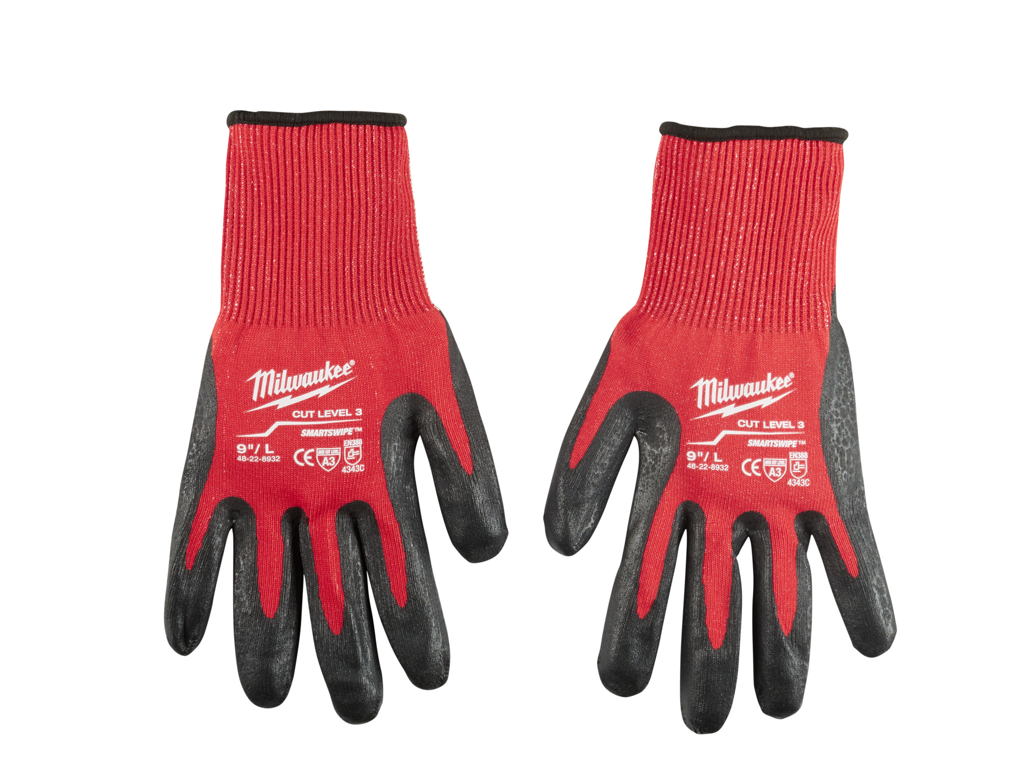 48-22-8932 Breathable Unisex Gloves, L, Nylon/Lycra Blend, Knit Wrist Cuff, Resists: Cut and Puncture, ANSI Cut-Resistance Level: A3, ANSI Puncture-Resistance Level: 3