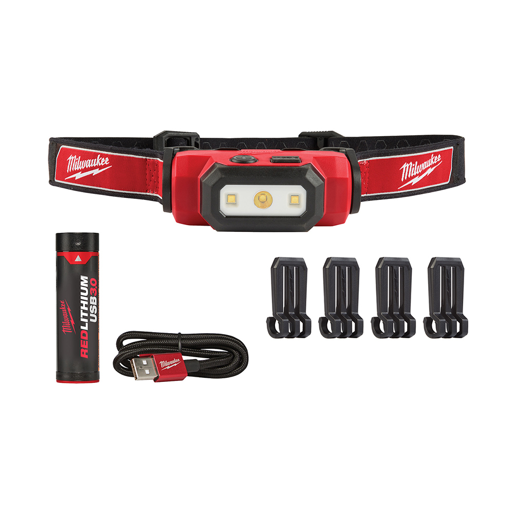 2111-21 Hard Hat USB Rechargeable Headlamp, LED Bulb, Plastic Housing, 475 Lumens