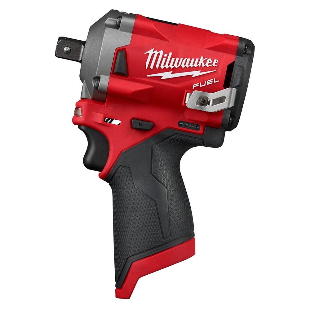 2555P-20 M12 Stubby Cordless Impact Wrench With Pin Detent, 1/2 in Straight Drive, 3200 bpm, 250 ft-lb Torque, 12 V DC, 4.9 in OAL