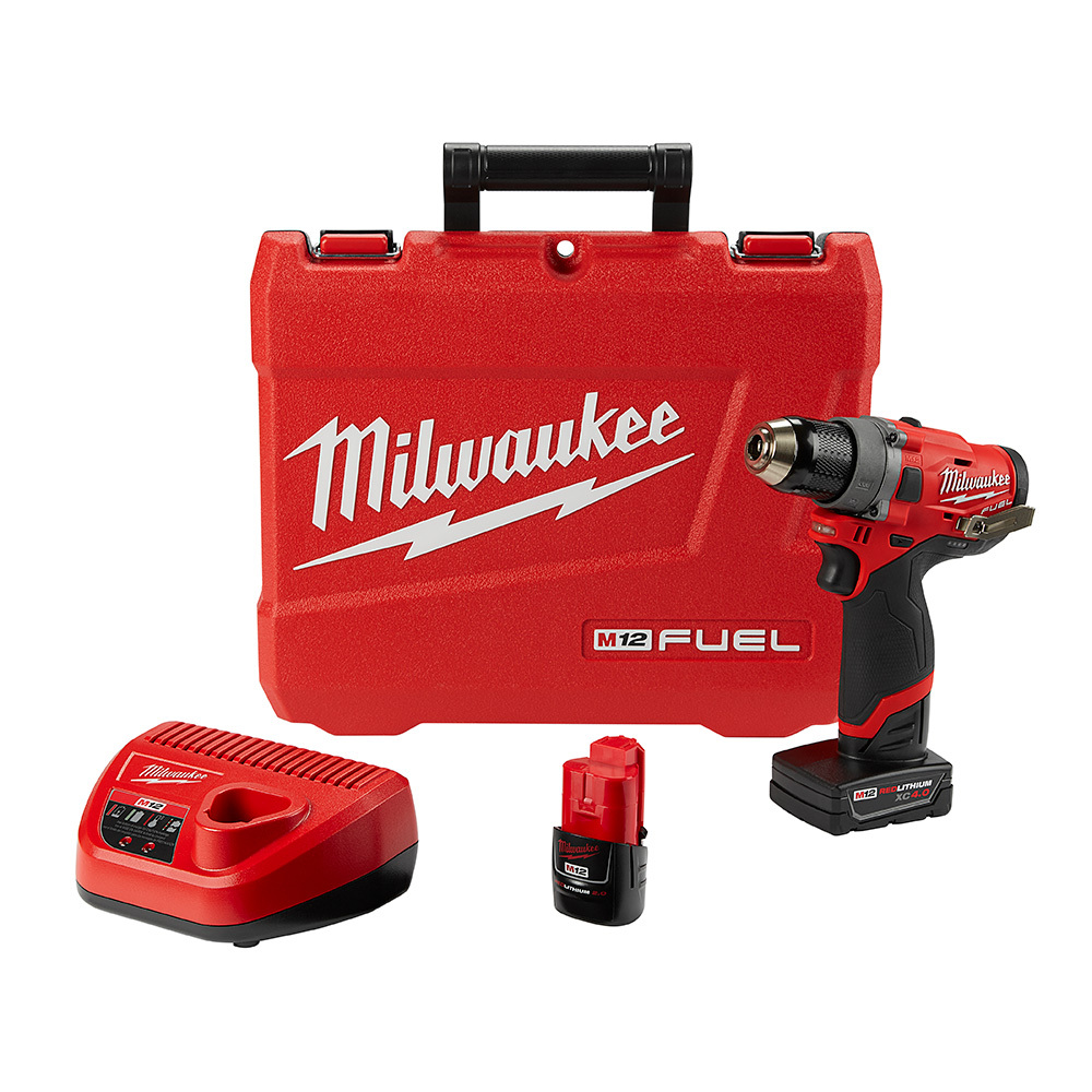 2503-22 M12 Fuel Cordless Drill/Driver Kit, 1/2 in Chuck, 12 V AC, 1700 rpm No-Load, 6.6 in OAL, Li-Ion Battery