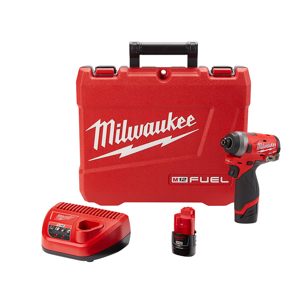 2553-22 M12 Fuel Cordless Impact Driver Kit, 1/4 in Hex Drive, 4000 bpm, 1300 in-lb Torque, 12 V AC, 5.1 in OAL