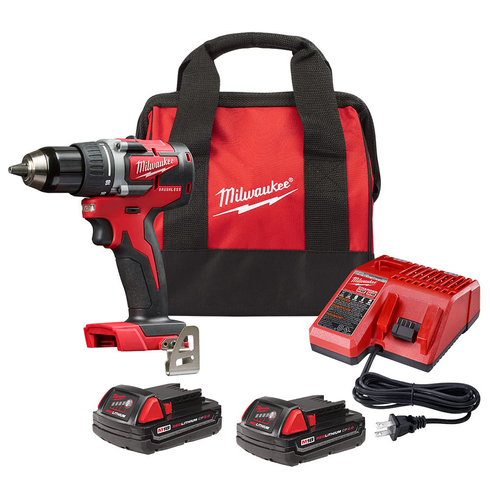 2801-22CT M18 Compact Brushless Cordless Drill Kit, 1/2 in Chuck, 18 V DC, 0 to 500/0 to 1800 rpm No-Load, 6-1/2 in OAL, Li-Ion Battery
