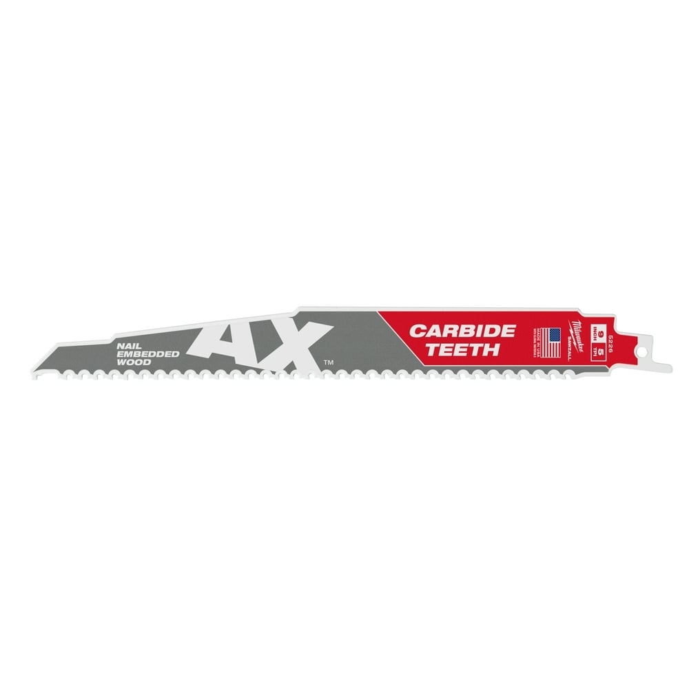 48-00-5326 Sawzall AX Reciprocating Saw Blade, 9 in L x 1 in W, 5 TPI, Carbide Body