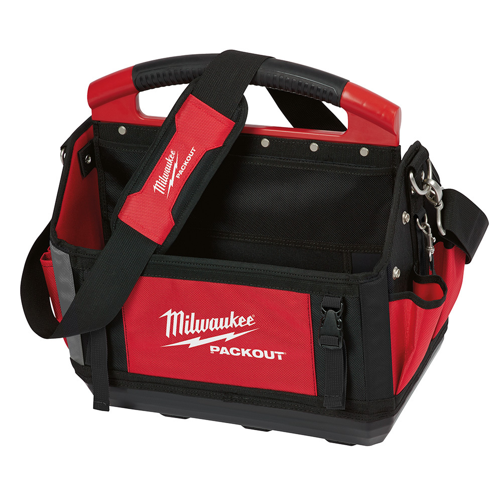 48-22-8315 Packout General Purpose Open Tool Tote, 1680D Ballistic Nylon, Black/Red