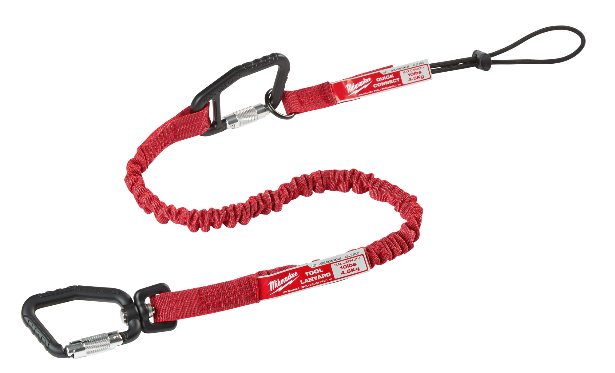 48-22-8820 Interchangeable Quick-Connect Locking Tool Lanyard, 10 lb Capacity, Loop Connection, Nylon/Rubber
