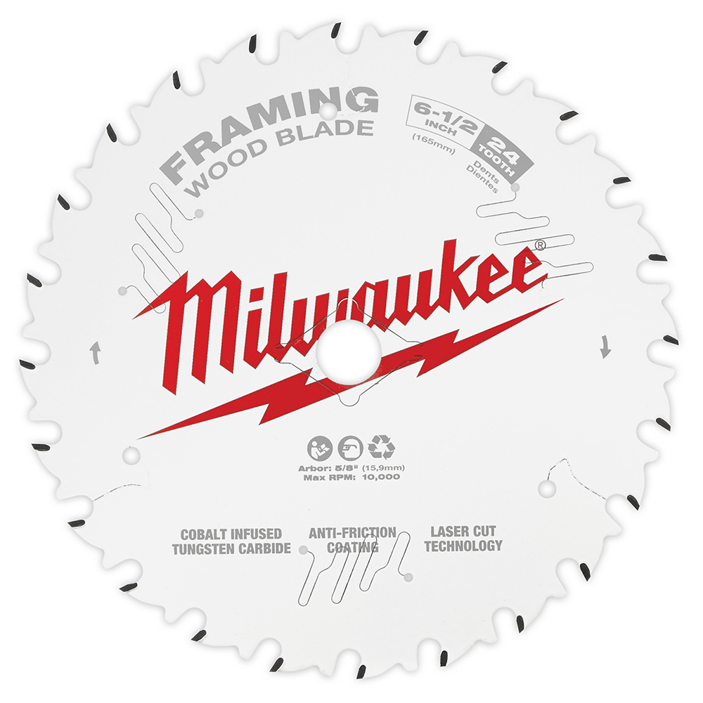 48-40-0620 Framing Thin Kerf Circular Saw Blade, 6-1/2 in Dia x 1.05 in THK, 5/8 in Arbor, Carbide Blade, 24 Teeth