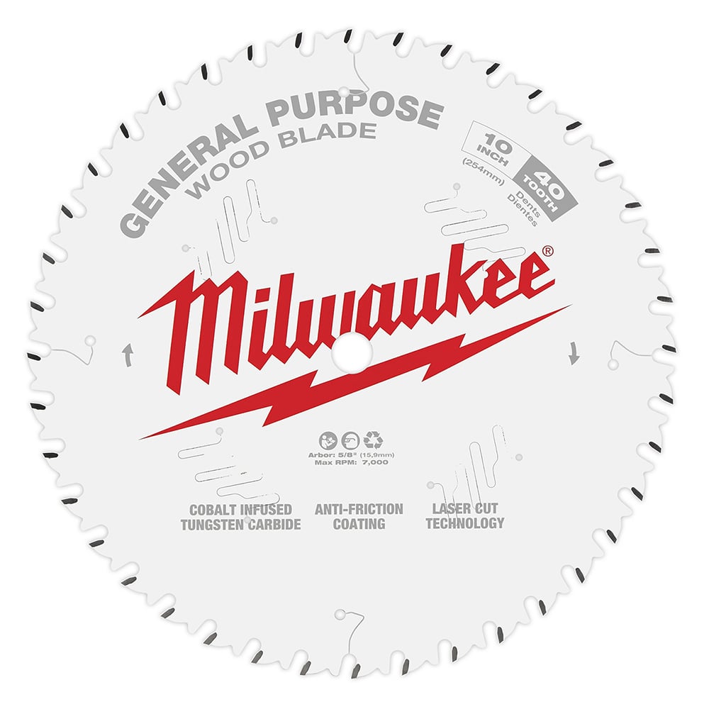 48-40-1024 General Purpose Thin Kerf Circular Saw Blade, 10 in Dia x 1.05 in THK, 5/8 in Arbor, Carbide Blade, 40 Teeth
