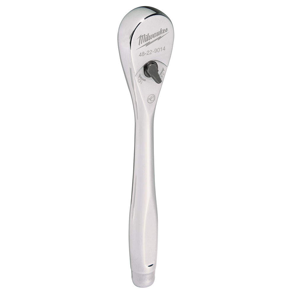 48-22-9014 Slim Profile Drive Ratchet, 1/4 in Drive, 6 in OAL, Steel, Polished Chrome