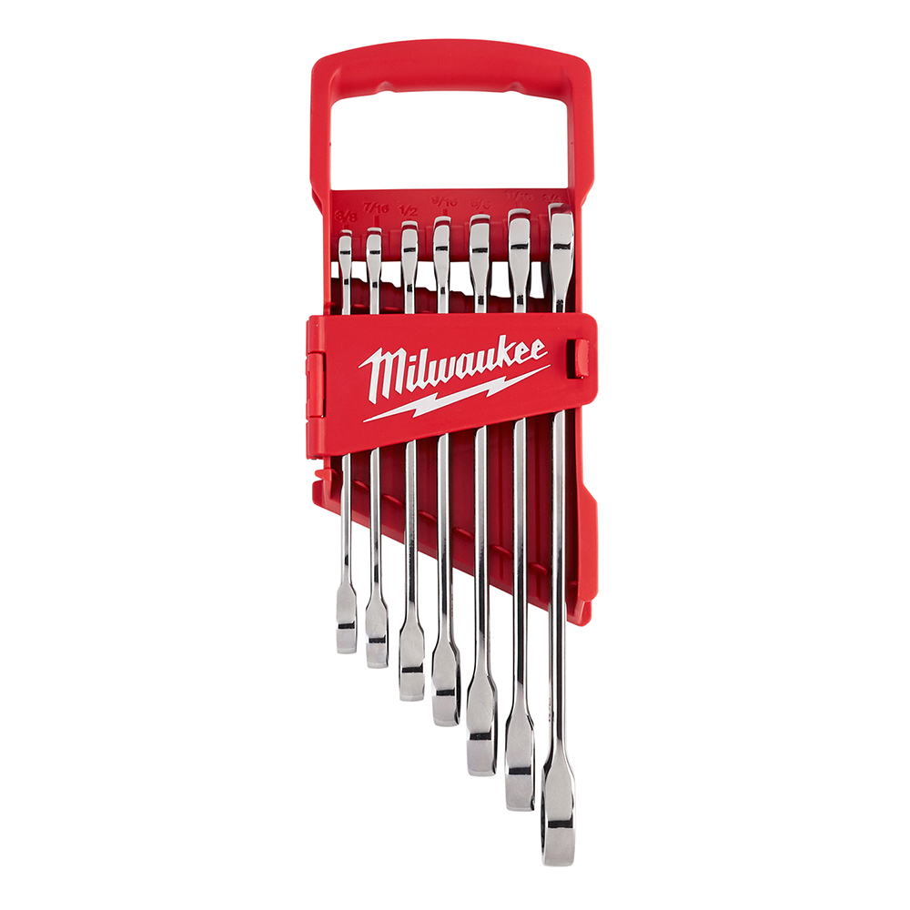 48-22-9406 Max Bite Combination Ratcheting Wrench Set, 7 Pieces, Polished Chrome