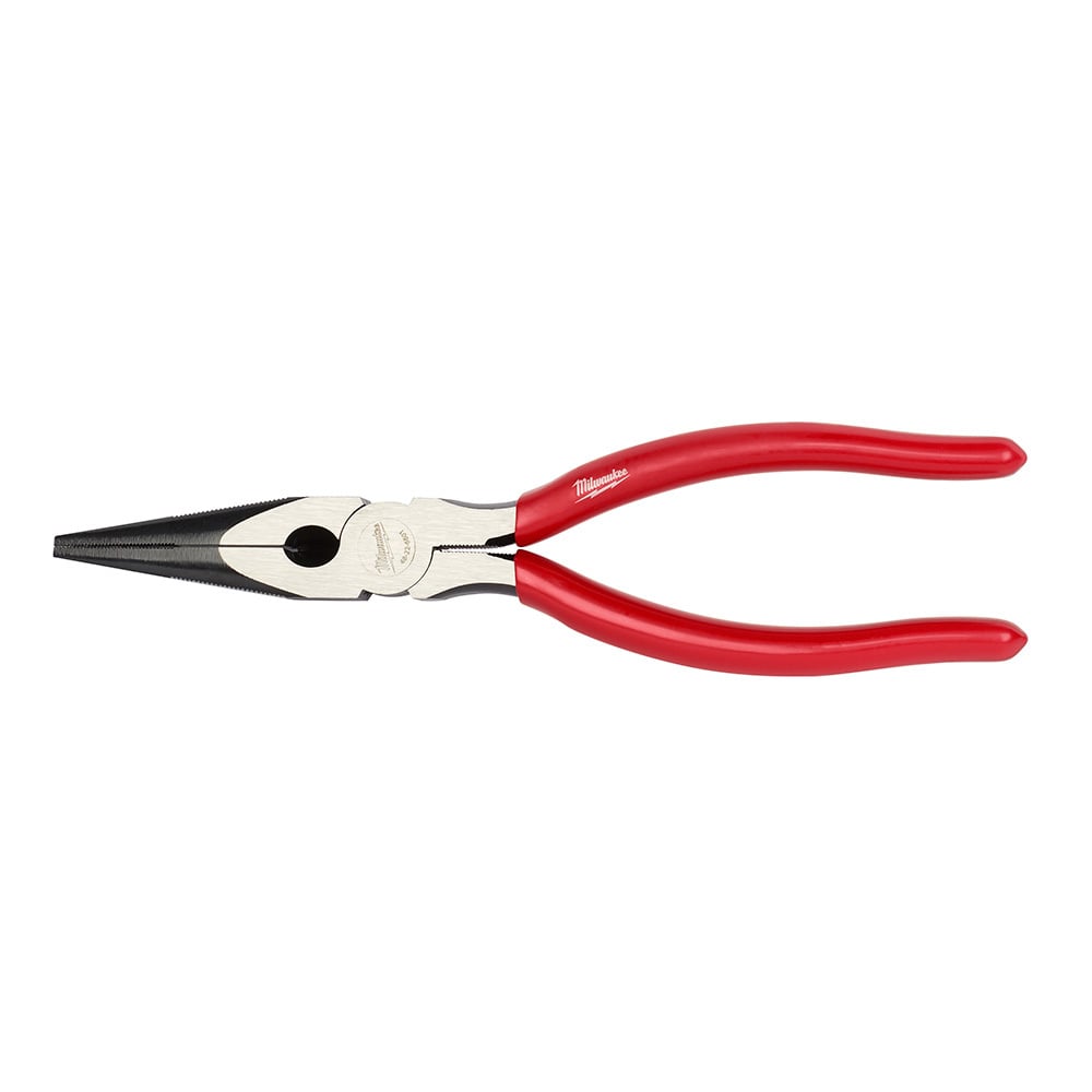 48-22-6501 Long Nose Plier, Crosshatch Knurled Steel Jaw, 2-1/2 in L x 1/2 in W Jaw, 8 in OAL, 7/64 in W Tip
