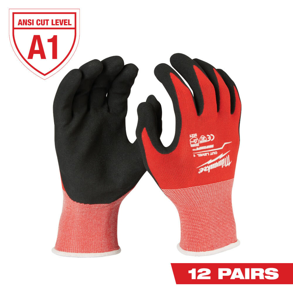 48-22-8900B Dipped Gloves, S, Nylon, Knit Wrist Cuff, Resists: Abrasion, Tear, Puncture and TDM, ANSI Cut-Resistance Level: A1, ANSI Puncture-Resistance Level: 1