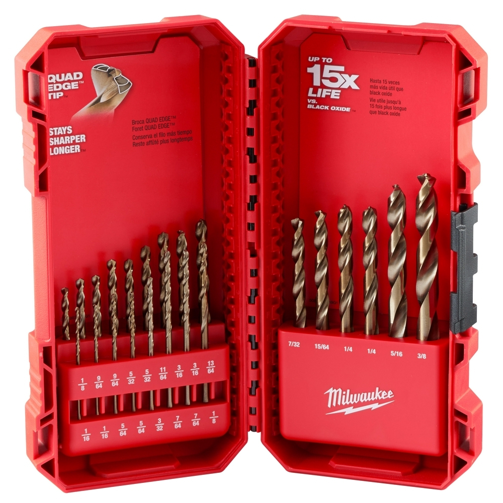 48-89-2338 Red Helix Drill Bit Set, 1/16 in Min Drill Bit, 1/2 in Max Drill Bit, 135 deg Drill Point Angle, 23 Pieces, Cobalt