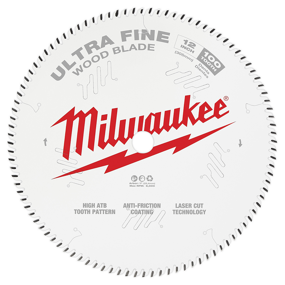 48-40-1228 Thin Kerf Ultra Fine Finish Circular Saw Blade, 12 in Dia x 1.05 in THK, 1 in Arbor, Carbide Blade, 100 Teeth