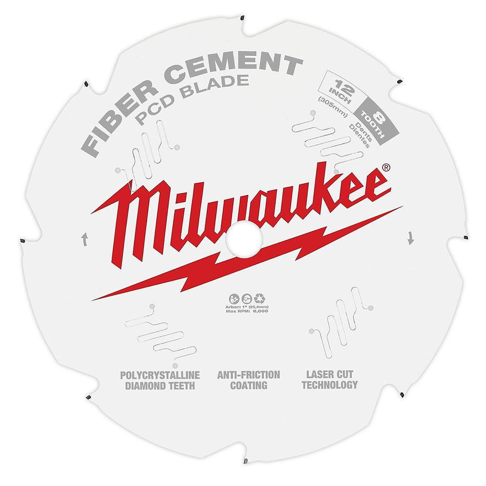 48-40-7020 Thin Kerf Circular Saw Blade, 12 in Dia x 1.05 in THK, 1 in Arbor, Polycrystalline Diamond Blade, 8 Teeth