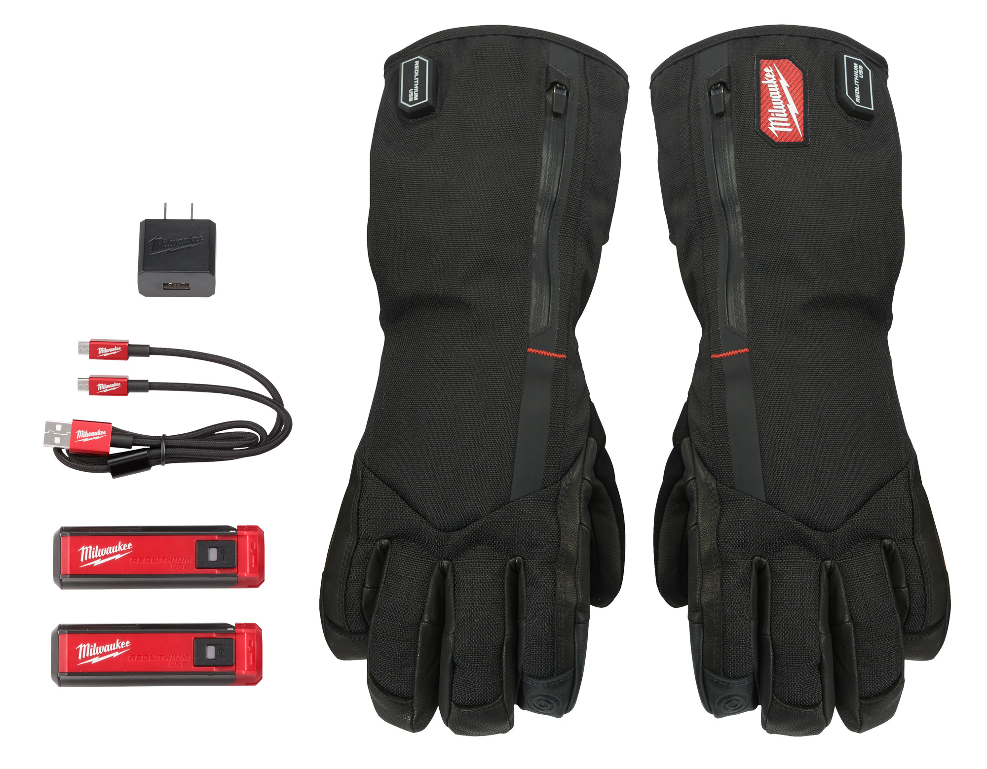 561-21L USB Rechargeable Heated Gloves, Black, Polyester Lining, Extended Cuff, 7-3/4 in L, Resists: Abrasion and Tear
