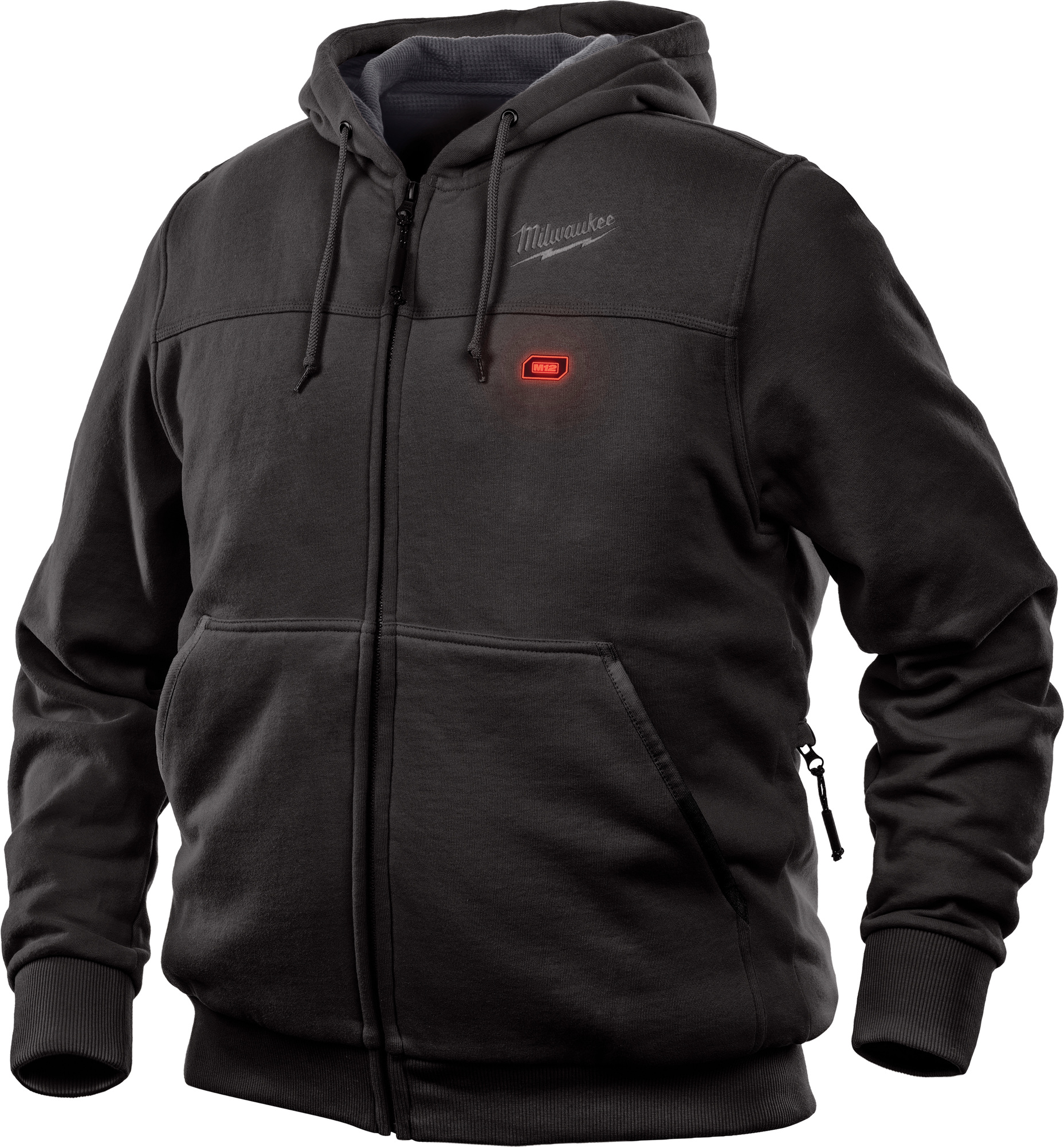 302B-20L M12 Insulated Heated Hoodie, L, Black, Polyester/Brushed Tricot Lining, 42 to 44 in Chest, Resists: Water and Wind