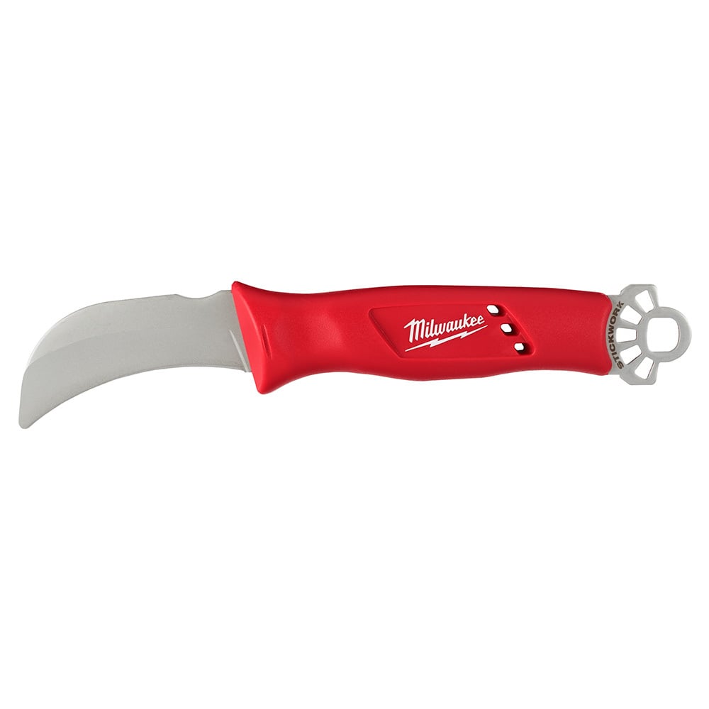 48-22-1924 Linemans Knife With STICKWORK 3-in-1 Ring, 4 in W Fixed/Hawkbill Blade, Stainless Steel Blade, 9-1/2 in OAL