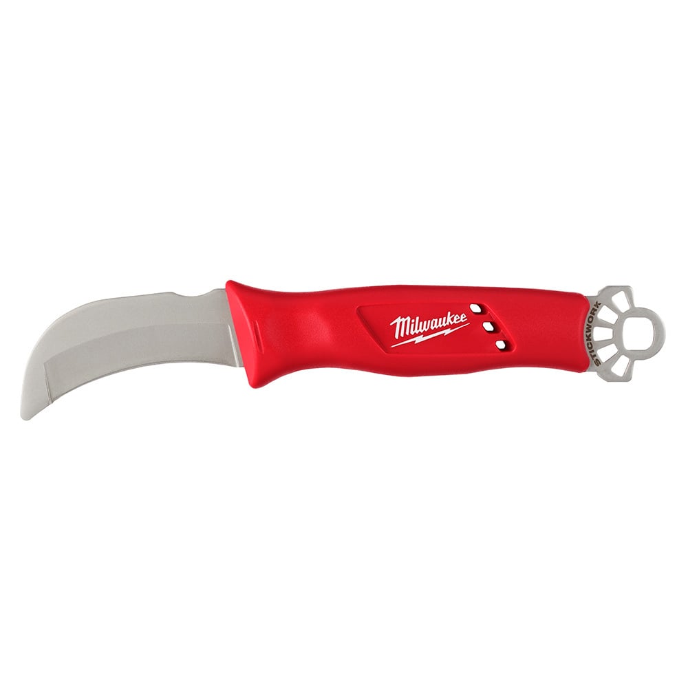 48-22-1923 Linemans Knife With STICKWORK 3-in-1 Ring, 1.8 in W Fixed/Hawkbill Blade, Stainless Steel Blade, 9-1/2 in OAL