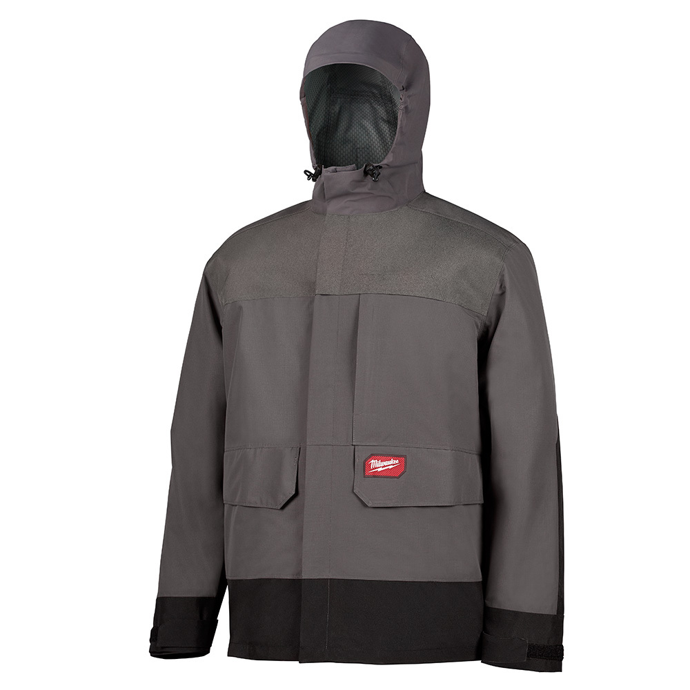 310G-L Rainshell Jacket, Unisex, L, Gray, Polyurethane/Ripstop Polyester, Resists: Abrasion and Tear, Adjustable Hood