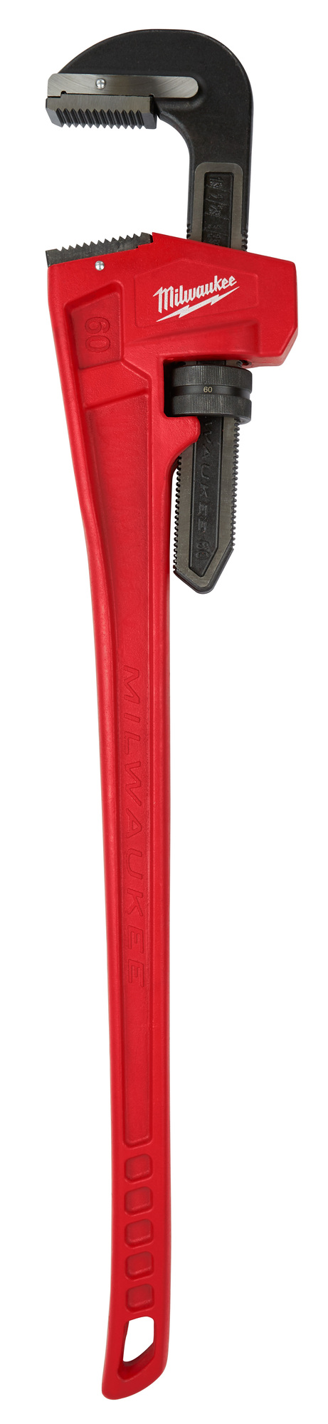48-22-7160 Straight Pipe Wrench, 60 in OAL, Serrated Jaw, Steel Handle, Red