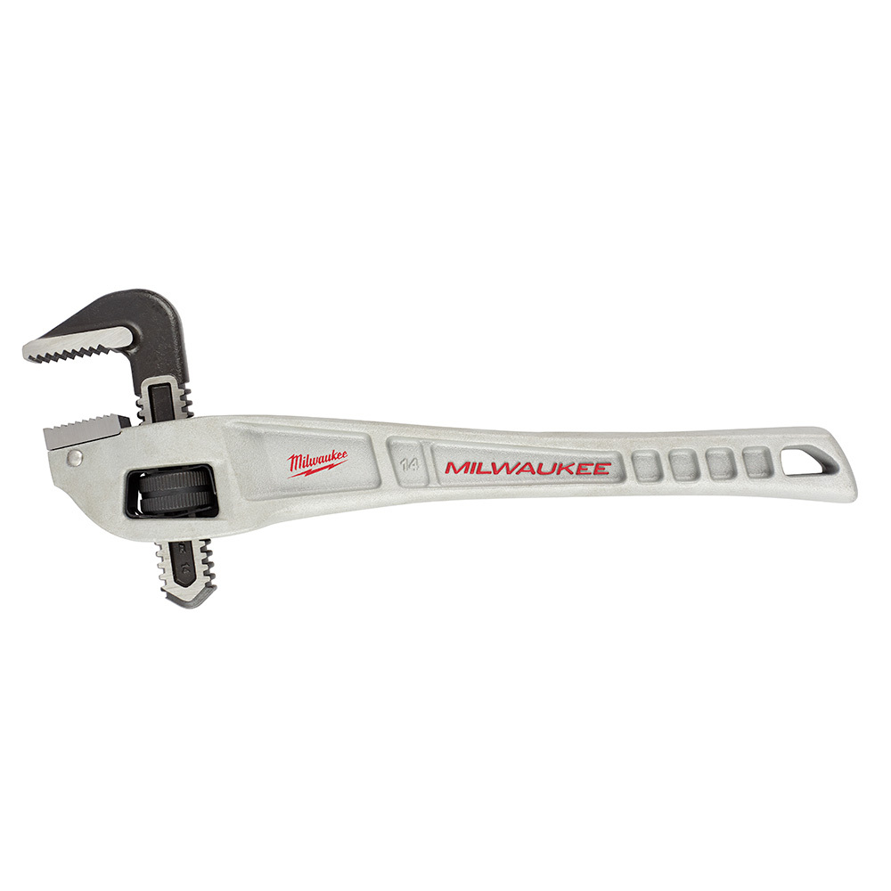 48-22-7184 Straight Offset Pipe Wrench, 2 in Pipe, 14 in OAL, Serrated Jaw, Aluminum Handle