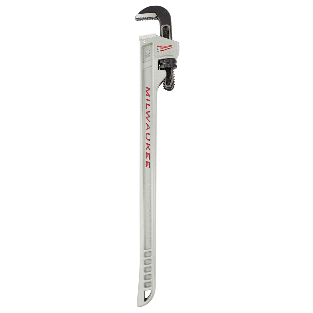 48-22-7213 Straight Pipe Wrench With POWERLENGTH Handle, 10 in OAL, Serrated Jaw, Aluminum Handle, Silver