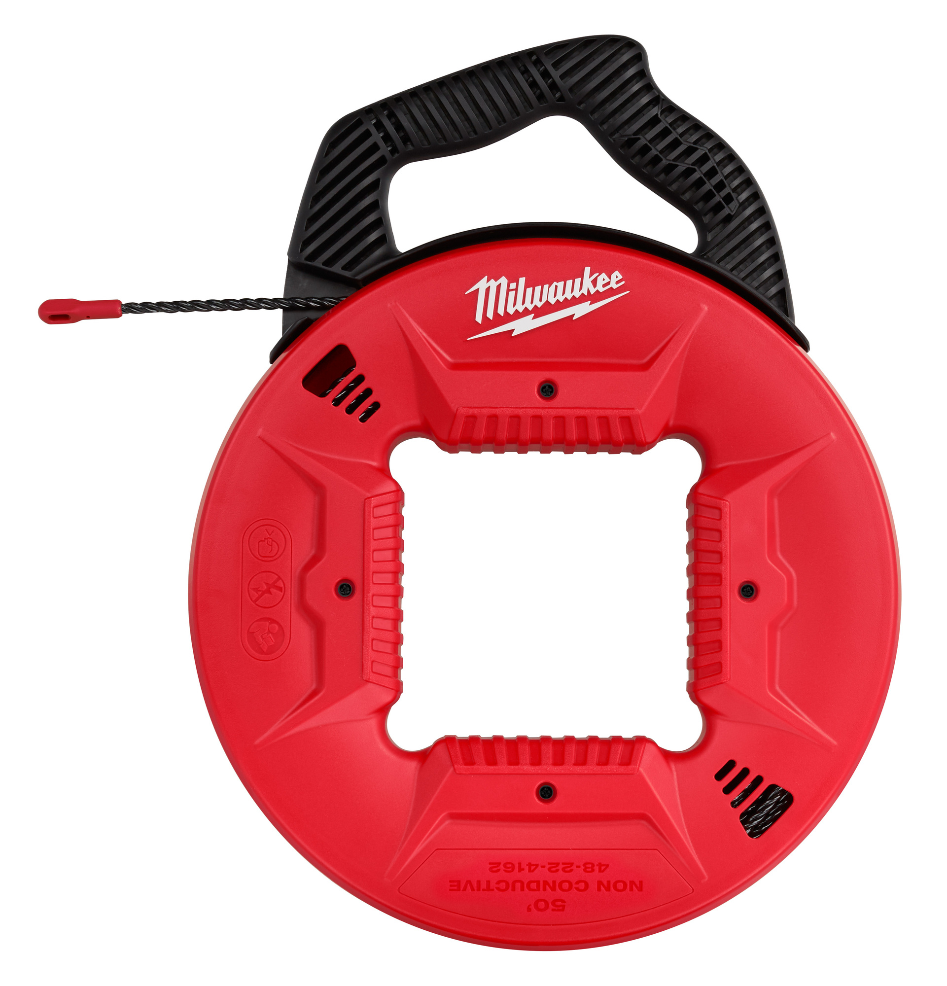 48-22-4162 Fish Tape With Non-Conductive Tip, 50 ft L Tape, Round Profile, Polyester Tape, Black/Red