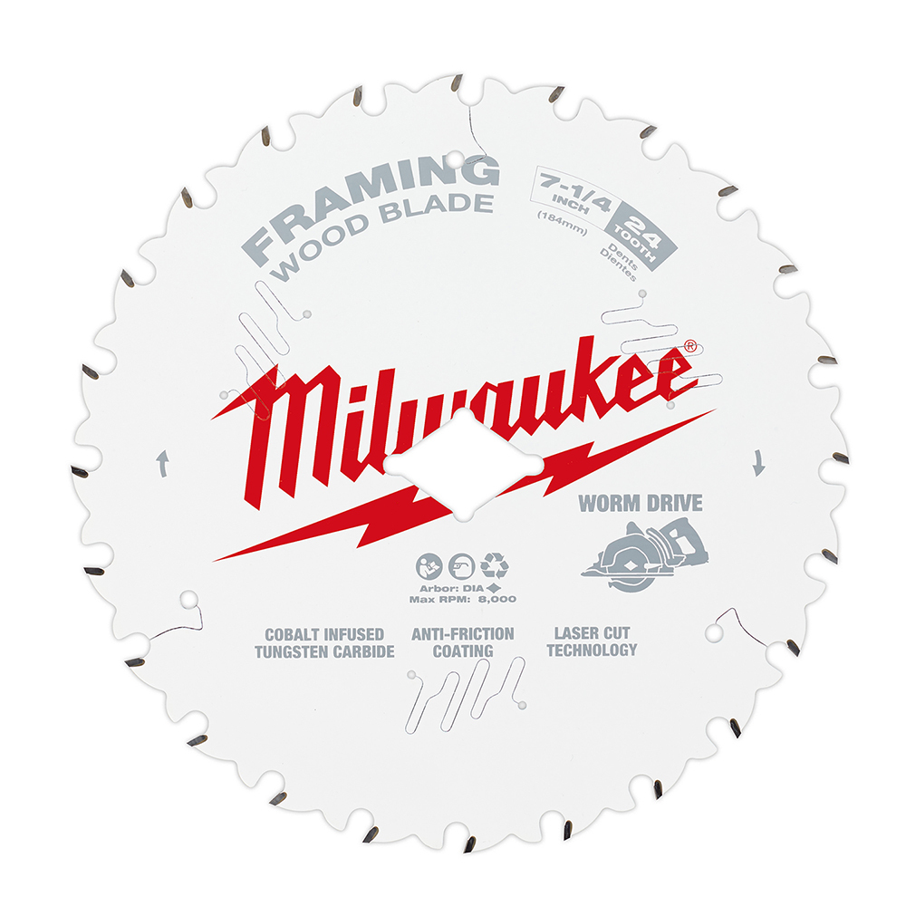48-41-0723 Framing Worm Drive Circular Saw Blade, 7-1/4 in Dia, 5/8 in Arbor, Carbide Blade, 24 Teeth